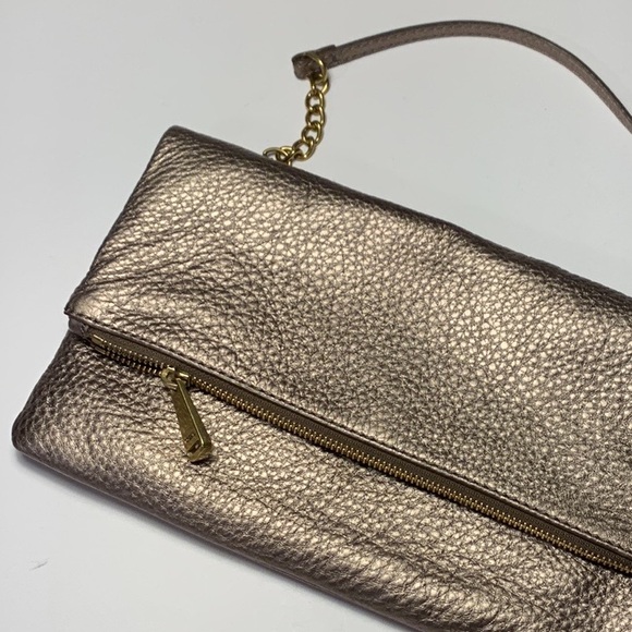 Pebble Leather Shoulder Bag Gold Clutch - Picture 15 of 15